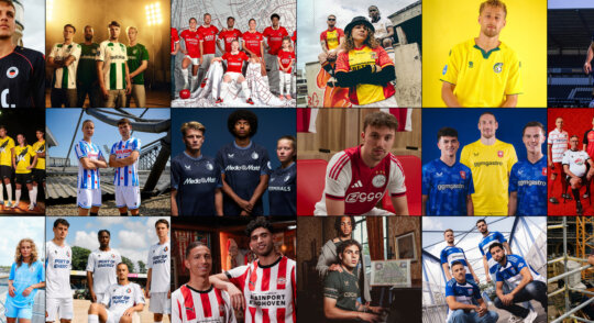 Overzicht van alle thuis- en uitshirts in de VriendenLoterij Eredivisie (2025/26)